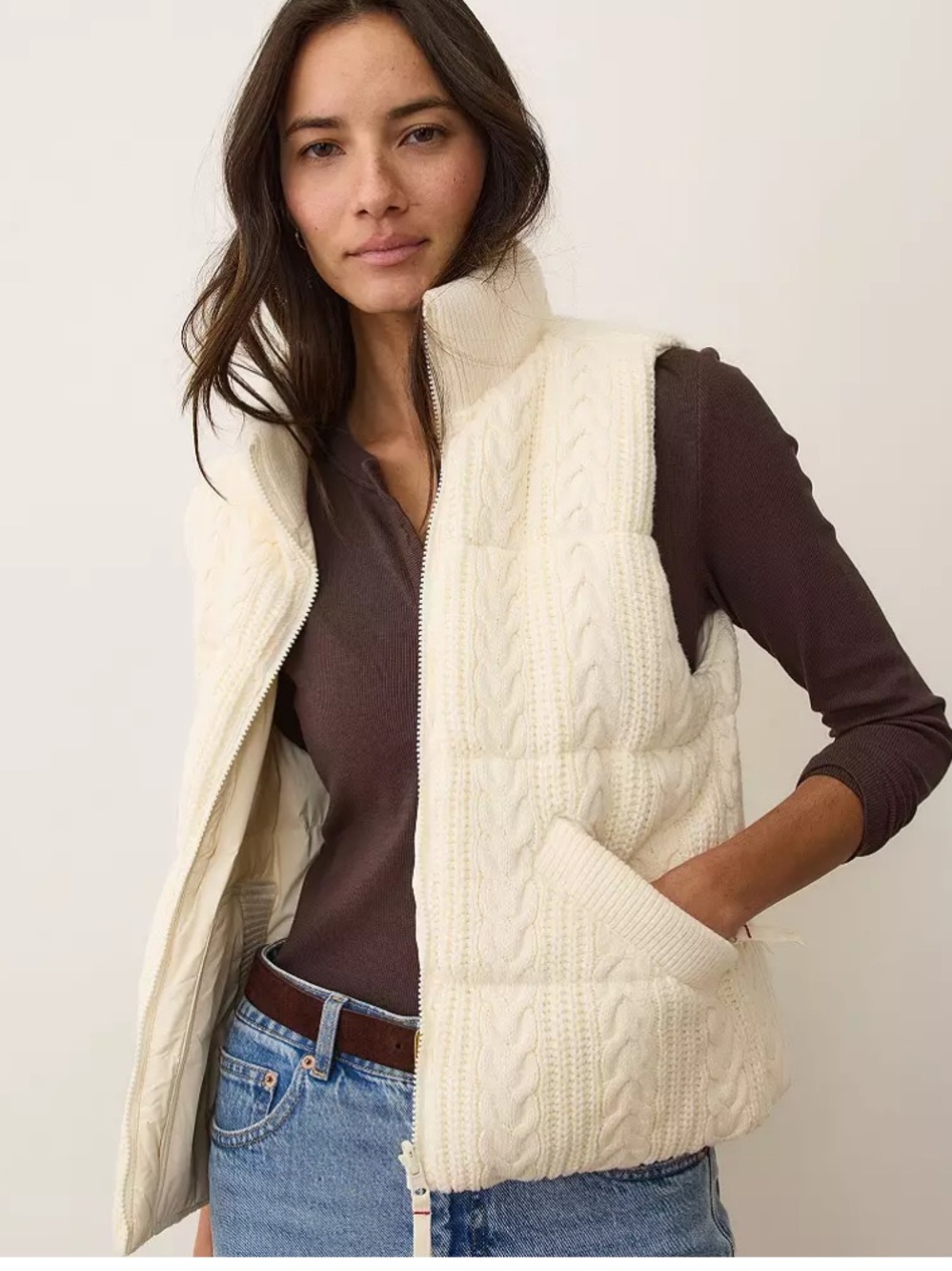 NEW⭐️Marine Layer Alba Cable Knit Reversible Puffer Vest $198